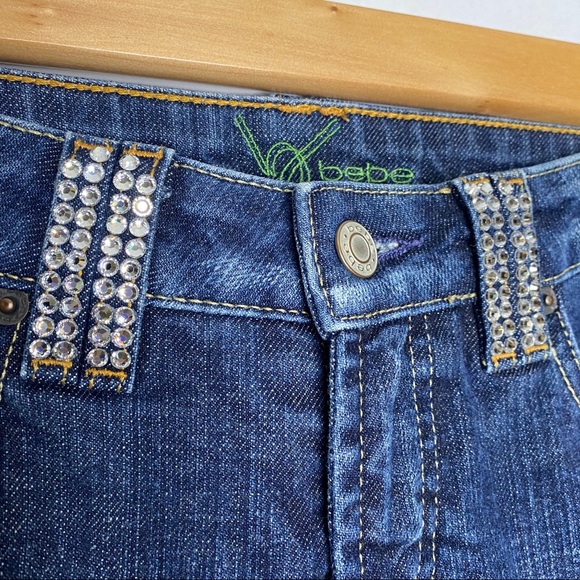 Bebe Rhinestone Y2K Low Rise Jeans Sz 27 - Picture 2 of 9